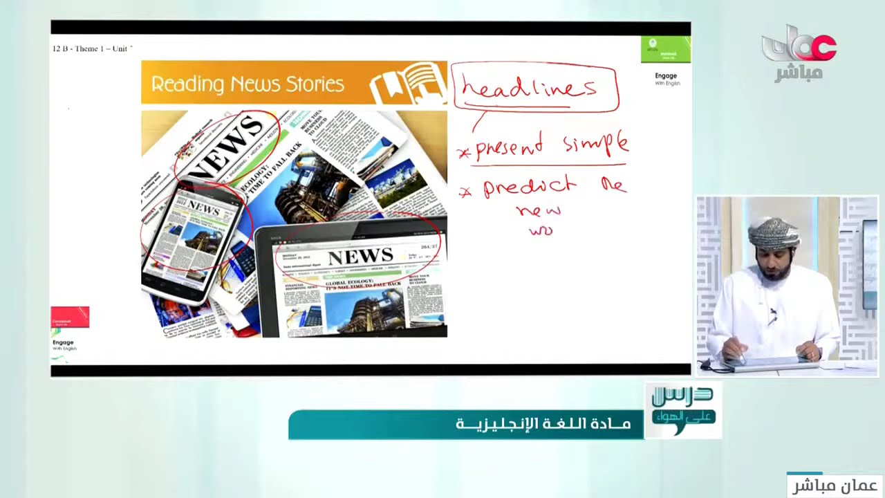 شرح THEME 1 UNIT 3 NEWS STORIES  للصف الثاني عشر