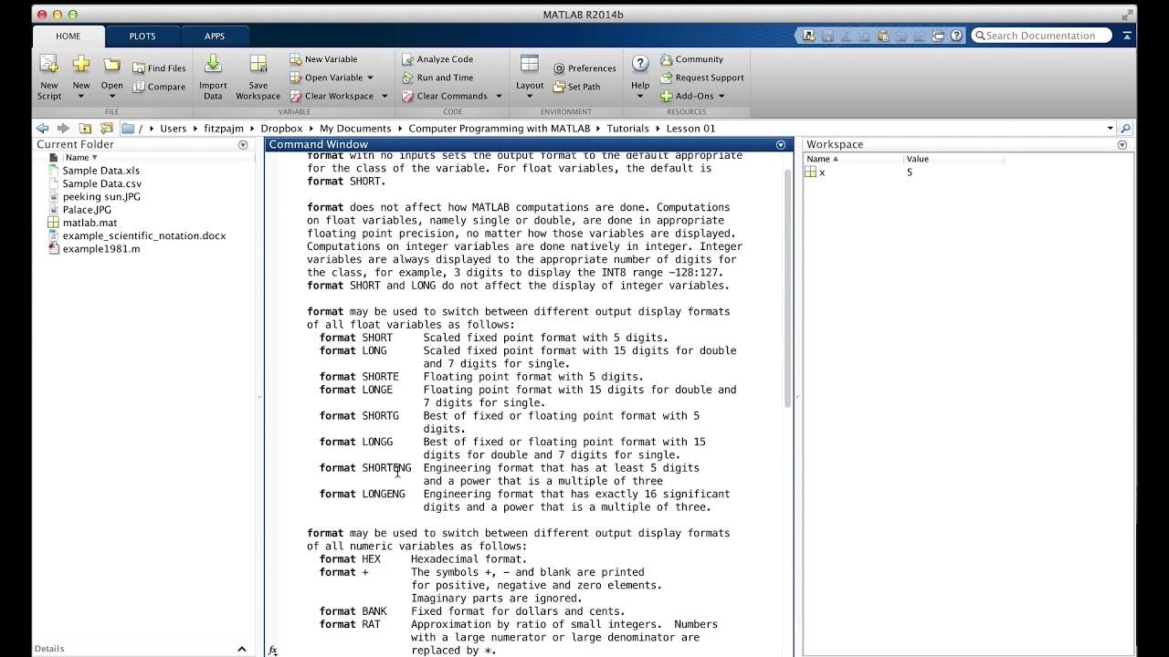 2015 04 08 Lesson 1 6 The MATLAB Help System