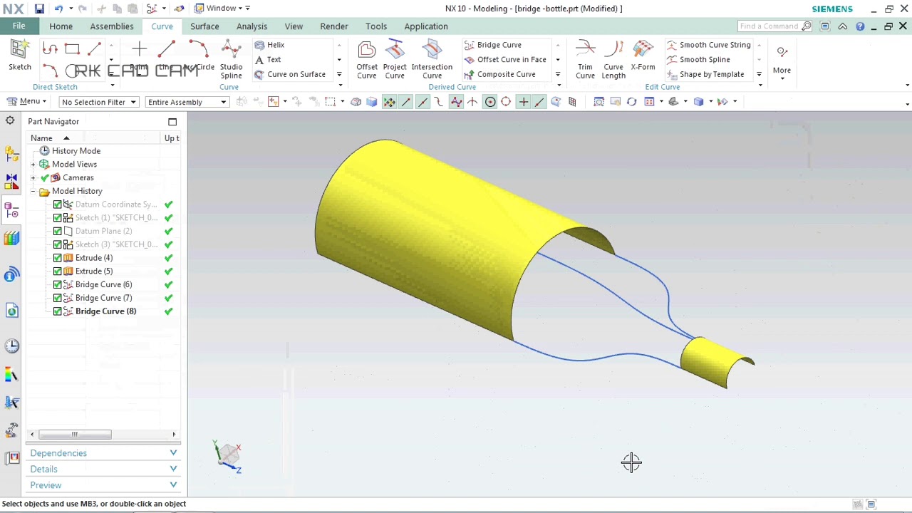 #Siemens NX - #Model a wine bottle by Using bridge Command