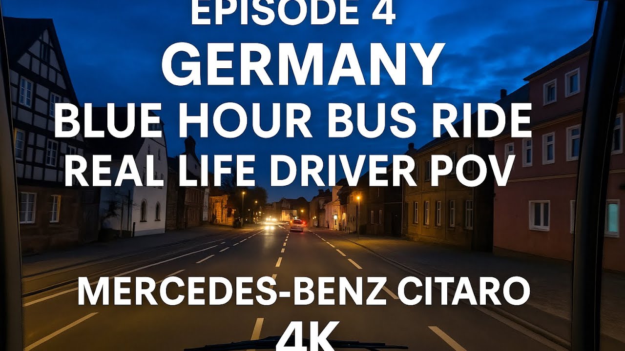 EPISODE 4 | Blue Hour Bus Ride in Germany 🇩🇪 | Front Window View 4K | Mercedes-Benz Citar