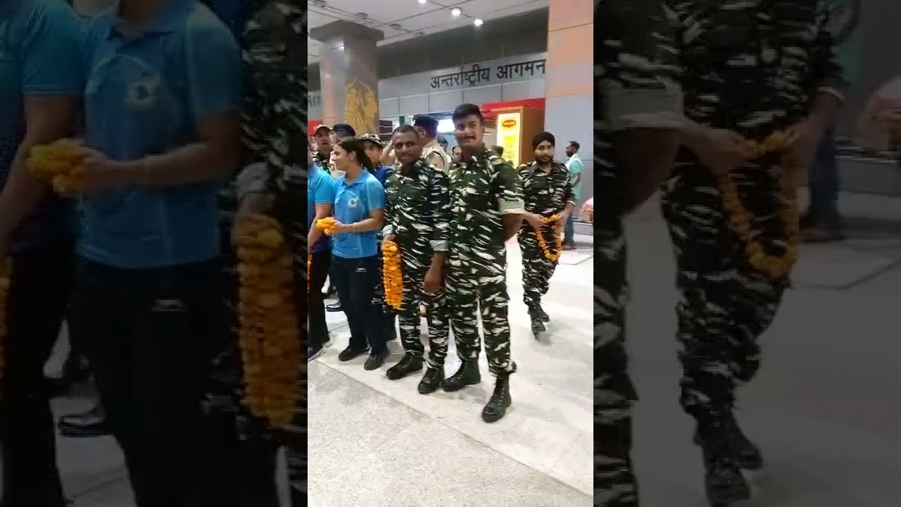 welcome ceremony at Delhi airport to body builders from Maldives