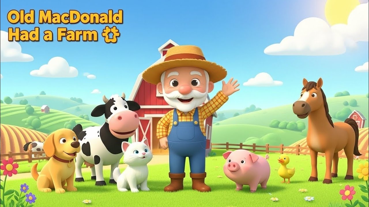 Old MacDonald Had a Farm E-I-E-I-O 🐶🐮 | Kids Song | Fun Farm Animals Song for Children
