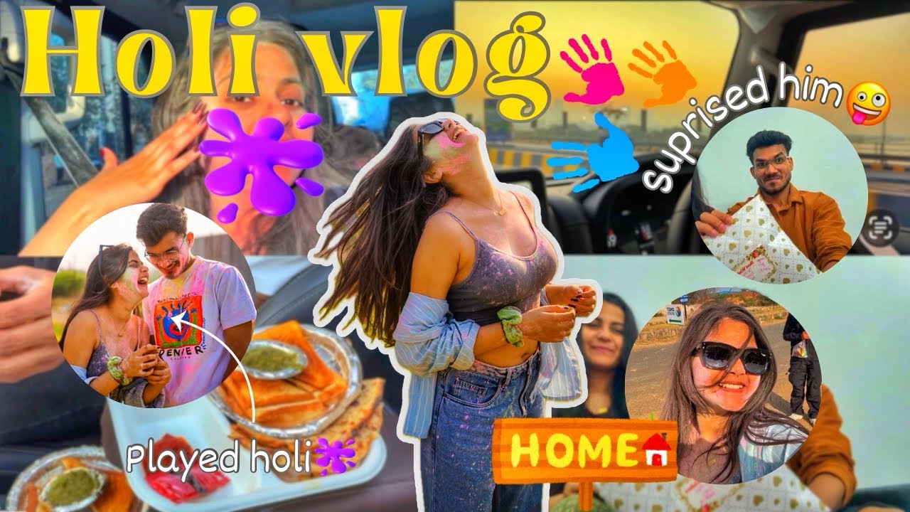 Played holi🤪 | suprised him😱| went to my hometown🏡 ||Vlog||