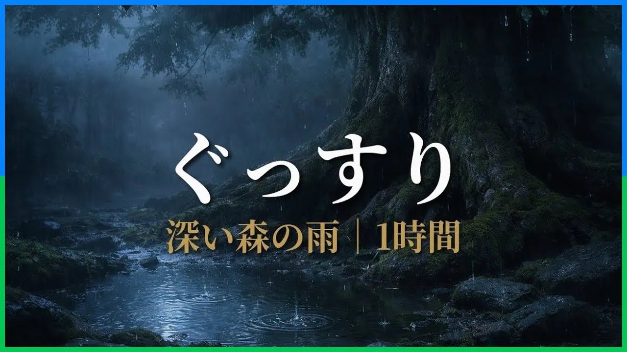 【森雨｜睡眠用BGM】ぐっすり｜深睡眠・森の雨・静寂｜1時間