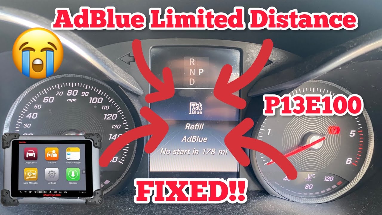 Mercedes Autel Maxisys сброс системы AdBlue после ограниченного пробега P13E100