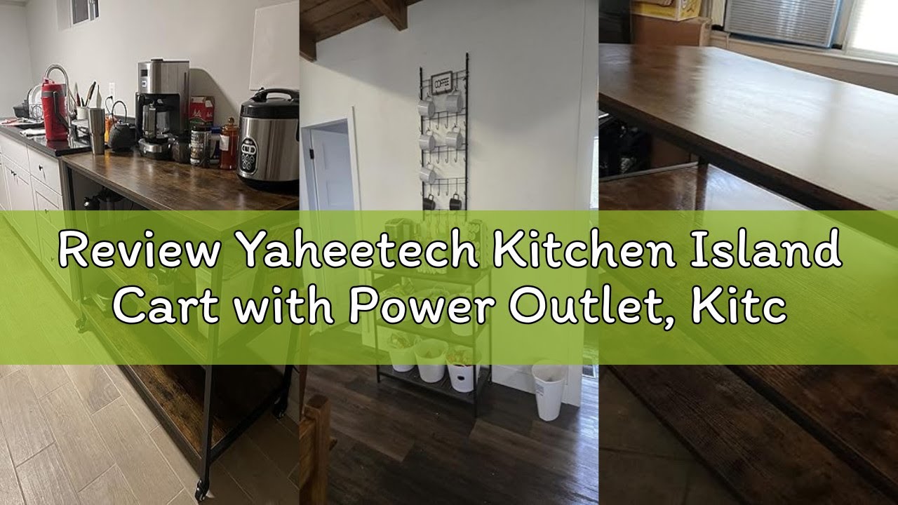 Review Yaheetech Kitchen Island Cart with Power Outlet, Kitchen Carts on Wheels with Storage, 3-Tier