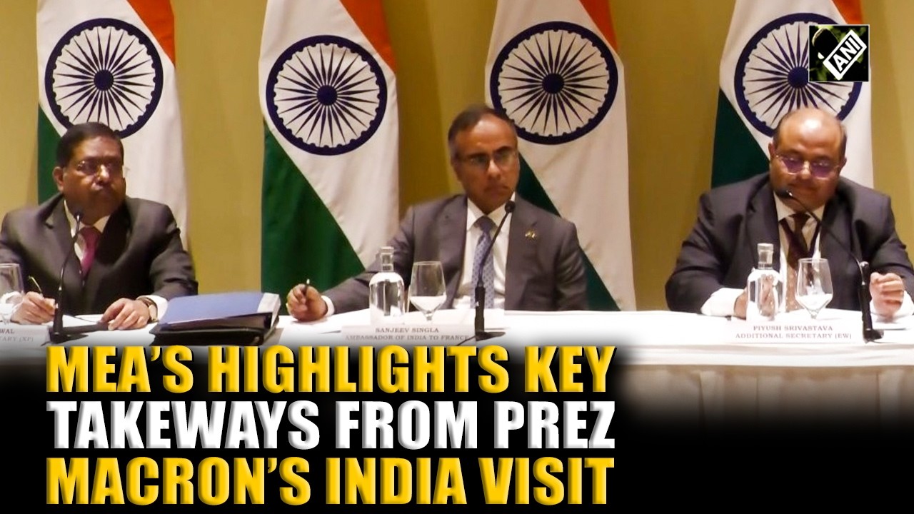 MEA’s Randhir Jaiswal & officials hold briefing on French Prez Emmanuel Macron’s visit to India