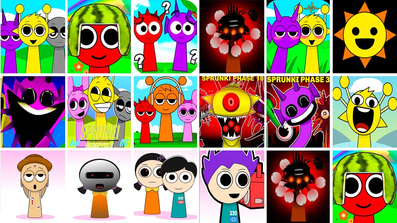 Incredibox Sprunki OC Phase 1 to Phase 4 Fifteen, Five, Diamond, 67, Pocoyo, Hungry Snake