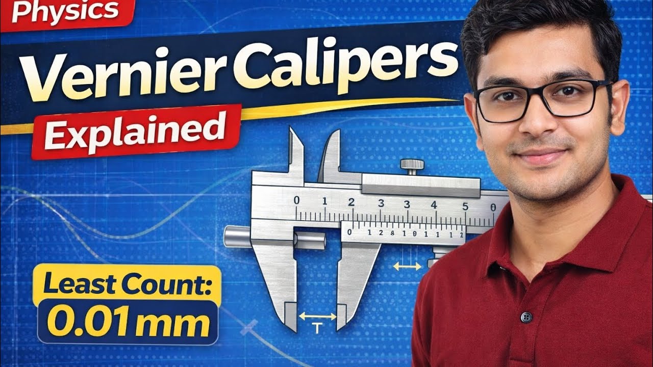 Vernier Calipers explained with diagram and Least Count calculation in simple steps.