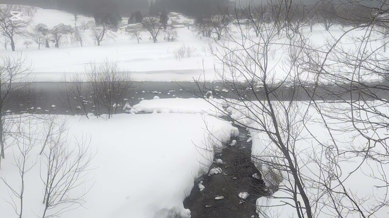 Snowy Confluence | 雪舞う寒河江川の合流