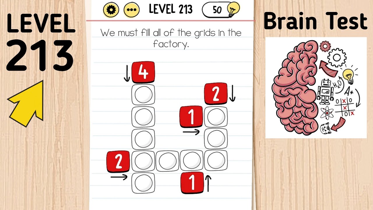 Brain Test Level 213 We Must Fill All Of The Grids In The Factory.