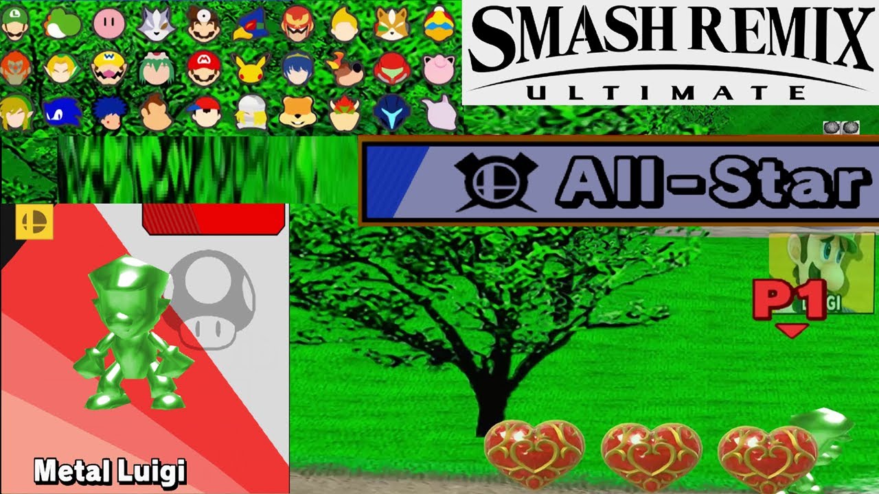 Smash Remix (Ultimate Textures) - All Star Mode with Metal Luigi