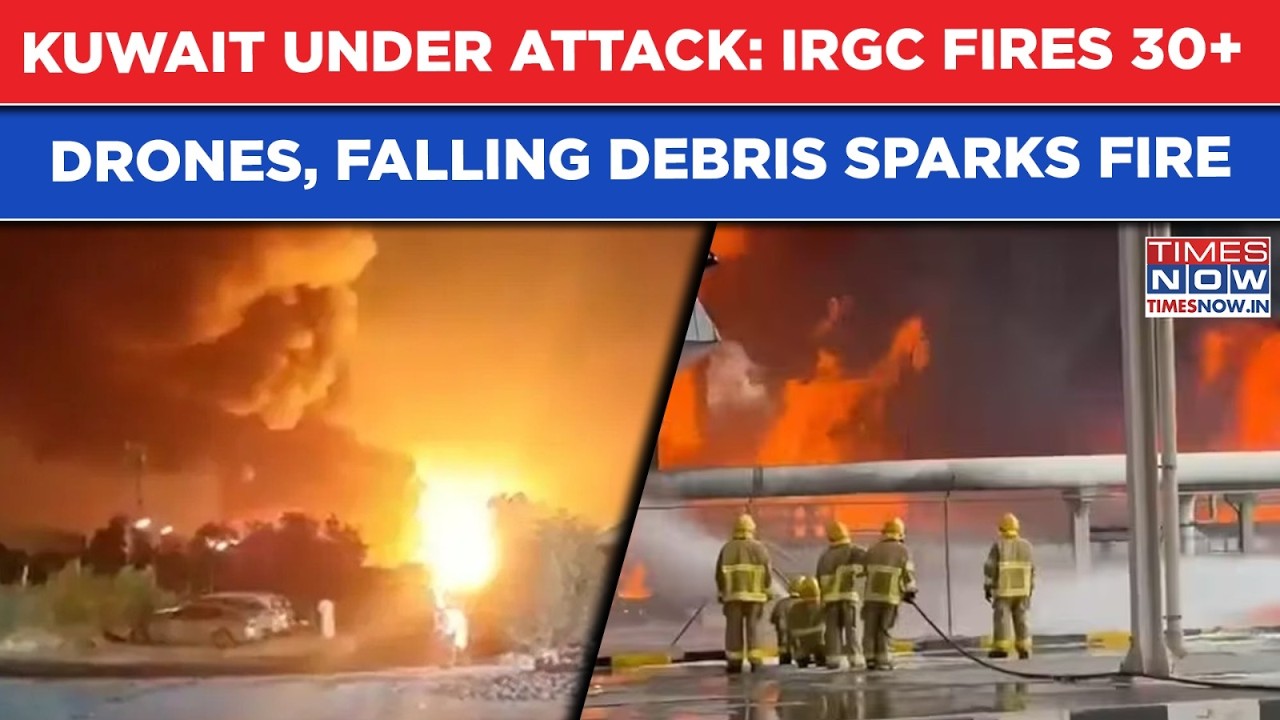 Kuwait Under Massive Iran Attack: IRGC Fires 30+ Drones, Falling Debris Sparks Fire Amid Tensions