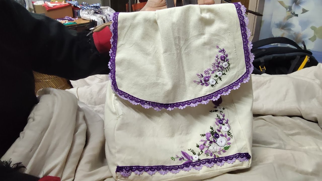 Handmade Embroidered backpack from scratch at home! ✨