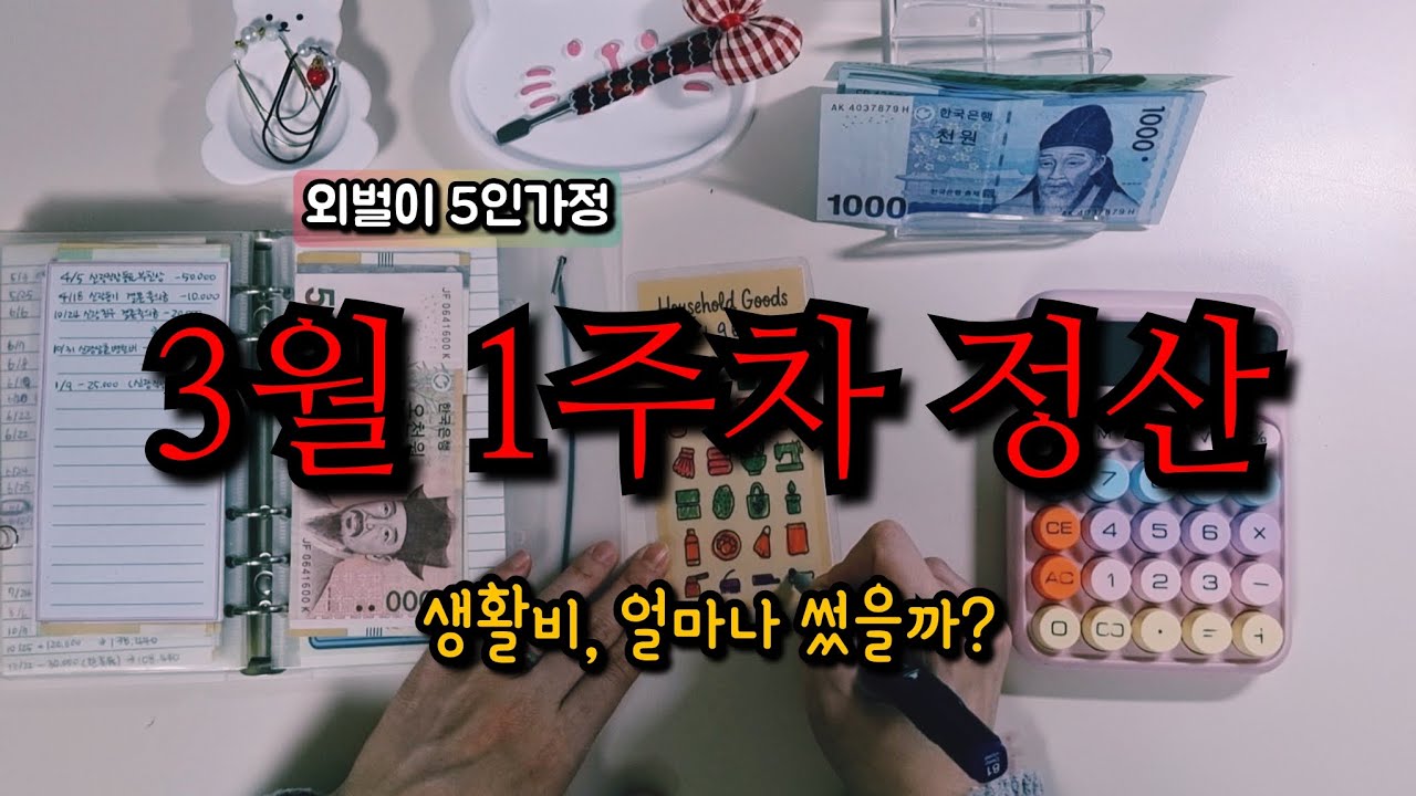 [리얼가계부] 3월 1주차 변동지출 정산 | 외벌이 5인가정 생활비 얼마나 썼을까?