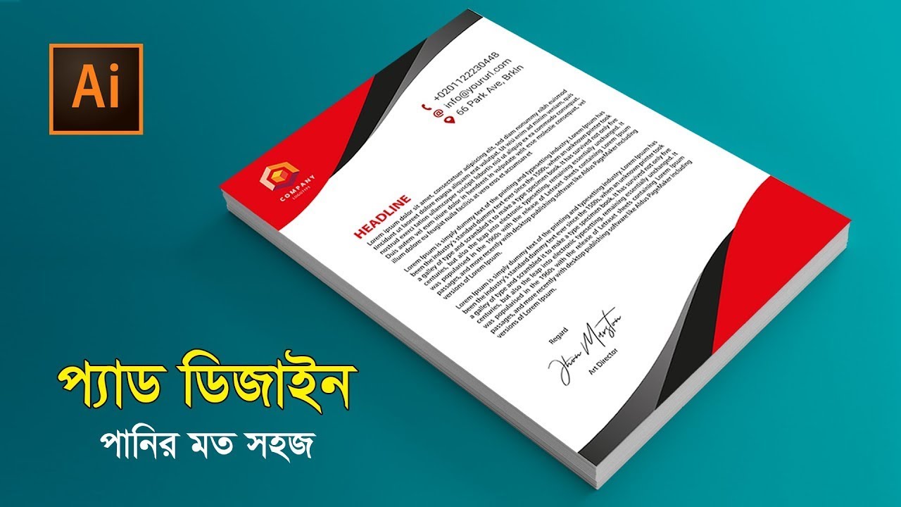 How to Make Letterhead Design in Adobe Illustrator 2020 | illustrator tutorials | Class # 26