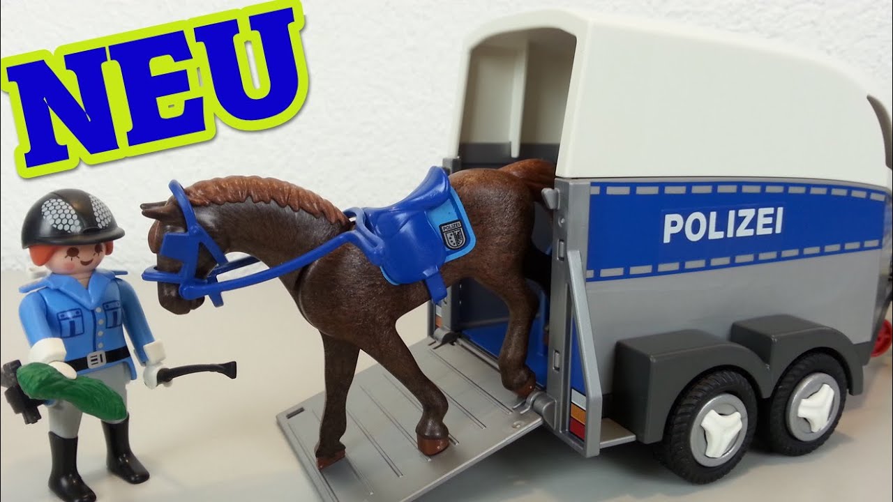 Playmobil Polizei Pferdeanhänger auspacken seratus1 Neuheit 2016