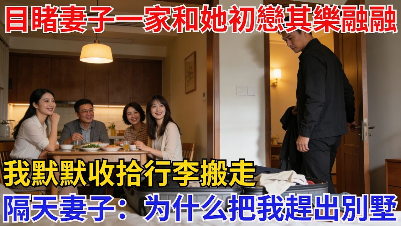 出差回來，目睹妻子一家和她初戀其樂融融，我默默收拾行李搬走，隔天妻子來電：「你幹什麼？我們一家被趕出別墅了！」我冷笑：「你初戀沒房啊？」【酒館情事會】#男頻小說#都市#故事#小說#爽文