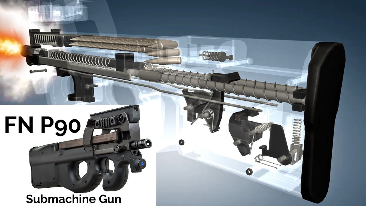 3D Animation: How the Very Unconventional FN P90 Submachine Gun Works