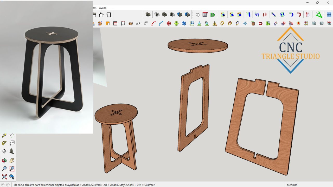Banco Redondo Flat Pack Diseñando en SketchUp Para corte en Router CNC - Parte 1