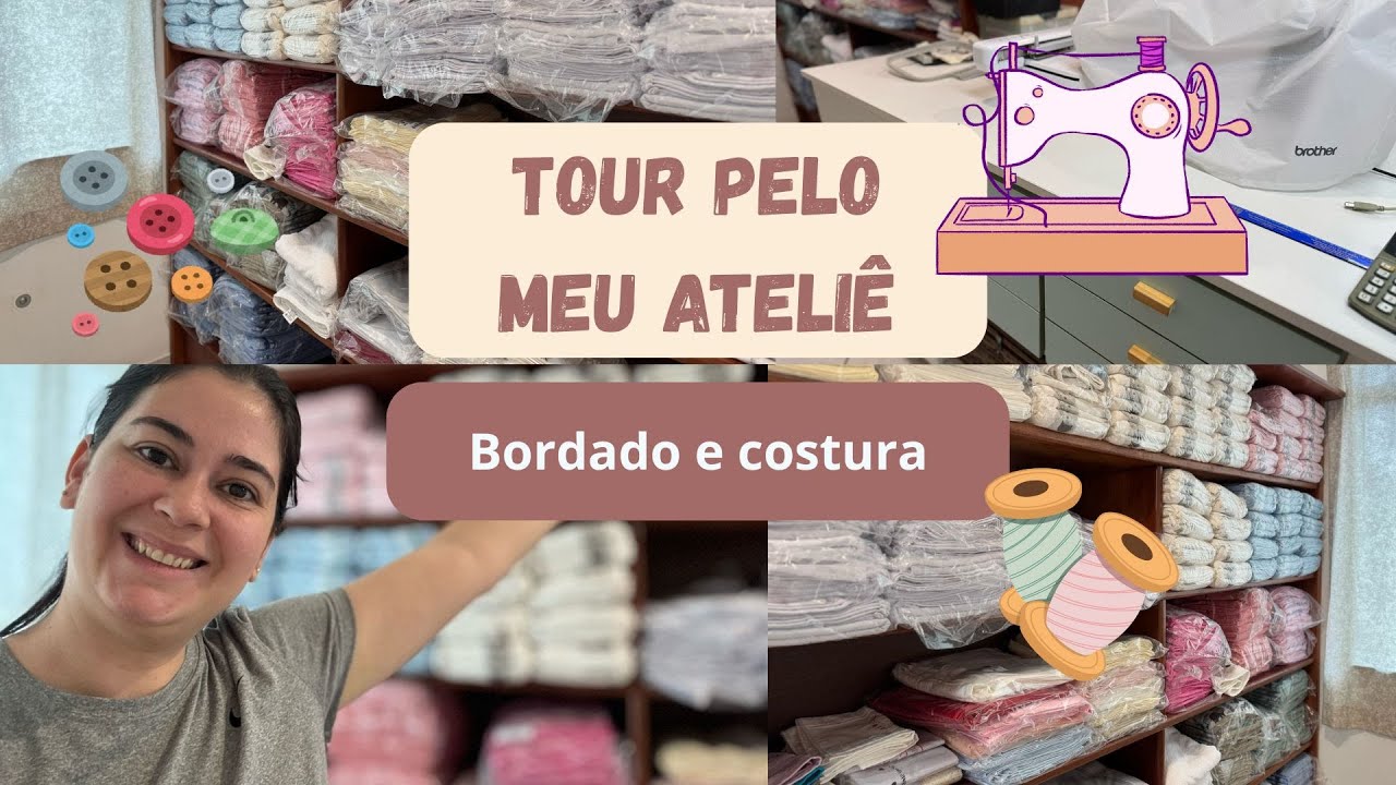 Tour pelo meu ateliê de artesanato bordado e costura | meu cantinho criativo 💖 🧵#ateliedebordado