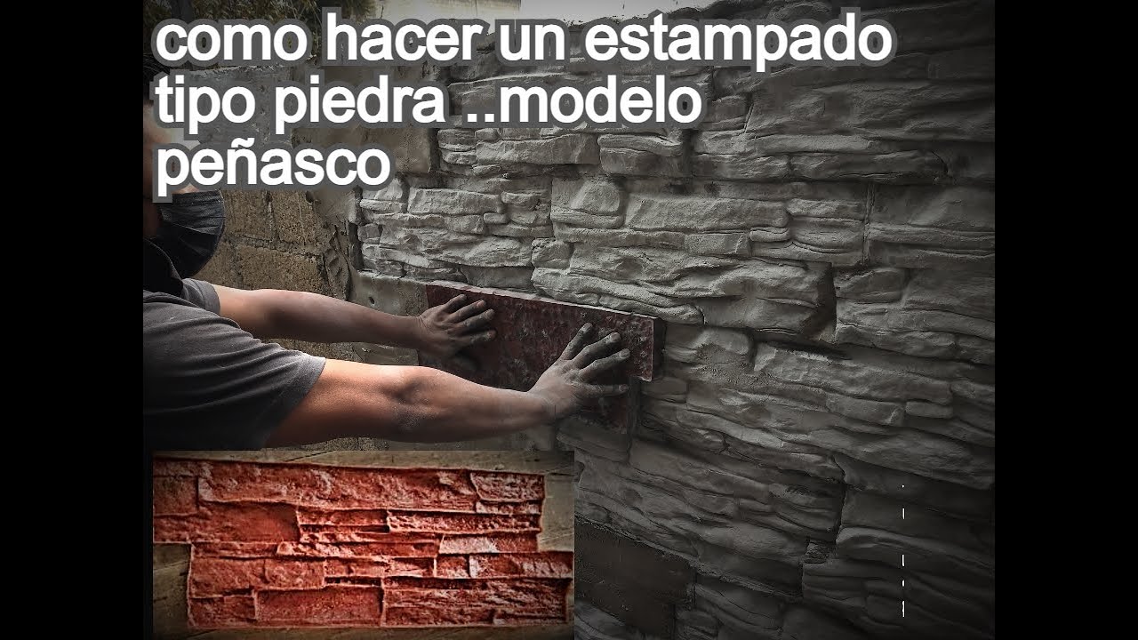 como estampar un muro tipo piedra fachaleta con 1 solo molde