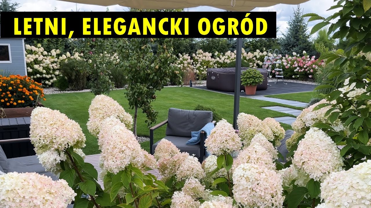 Letni, elegancki i nowoczesny ogród przy szeregówce. Kwintesencja smaku i dobrego stylu