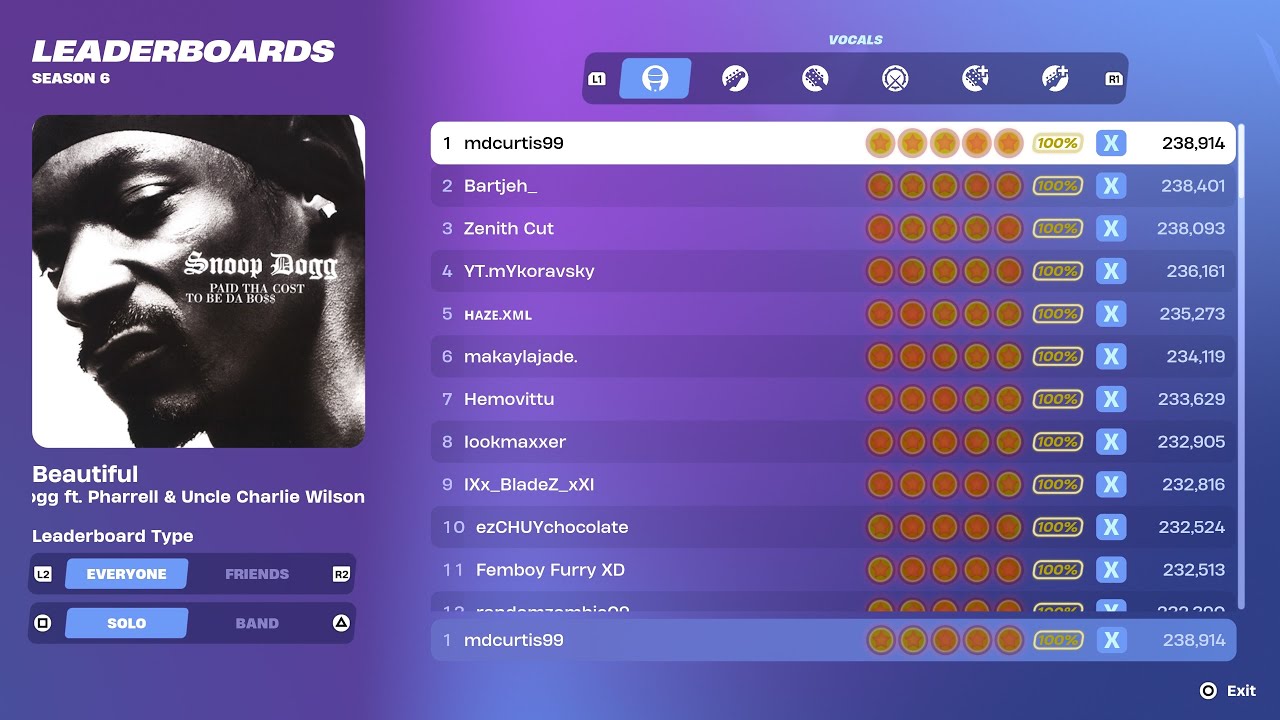 [Fortnite Festival S6] Beautiful Expert Vocals 100% FC 1st Place All Perfects