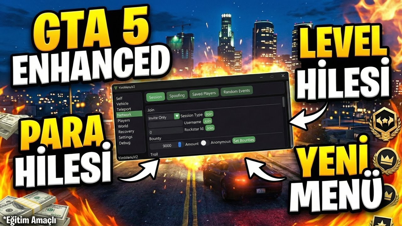 GTA ENHANCED YENİ PARA VE LEVEL HİLESİ GÜNCEL YİMMENU İNDİR 2026 KELLE BABA PROZ