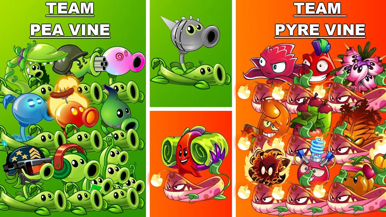 Team PEA & PEA VINE vs Team RED & PYRE VINE - Who Will Win? - PvZ 2 Battlez