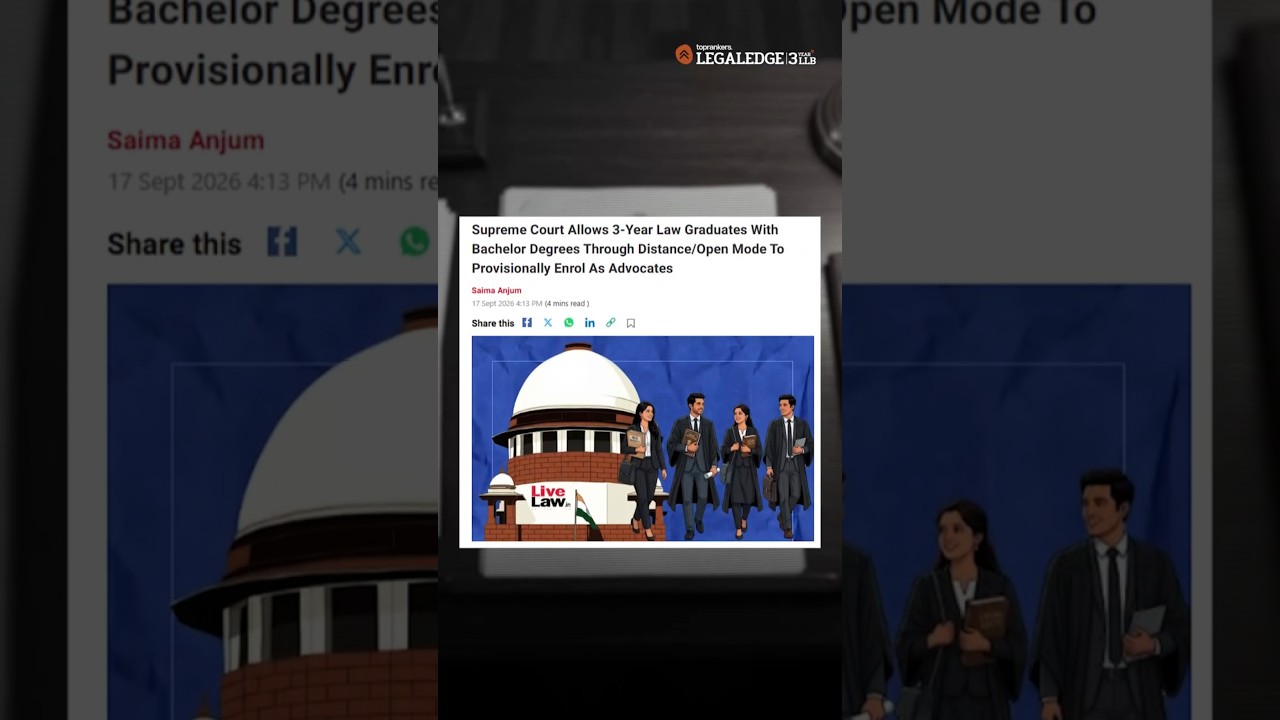 Supreme Court Allows 3-Year Law Graduates To Enrol As Advocates #supremecourt #3yearllb #legaledge