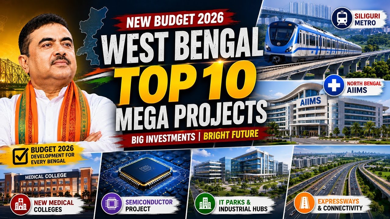 West Bengal New Budget 2026 | Top 10 Mega Projects Announced | AIIMS, Metro, Airport, Semiconductor