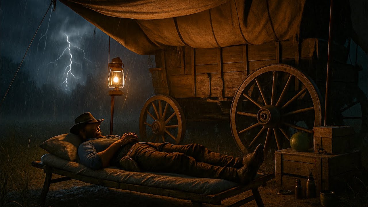 Arthur Morgan Resting Beside the Wagon During a Massive Night Thunderstorm/RDR2 ASMR 
