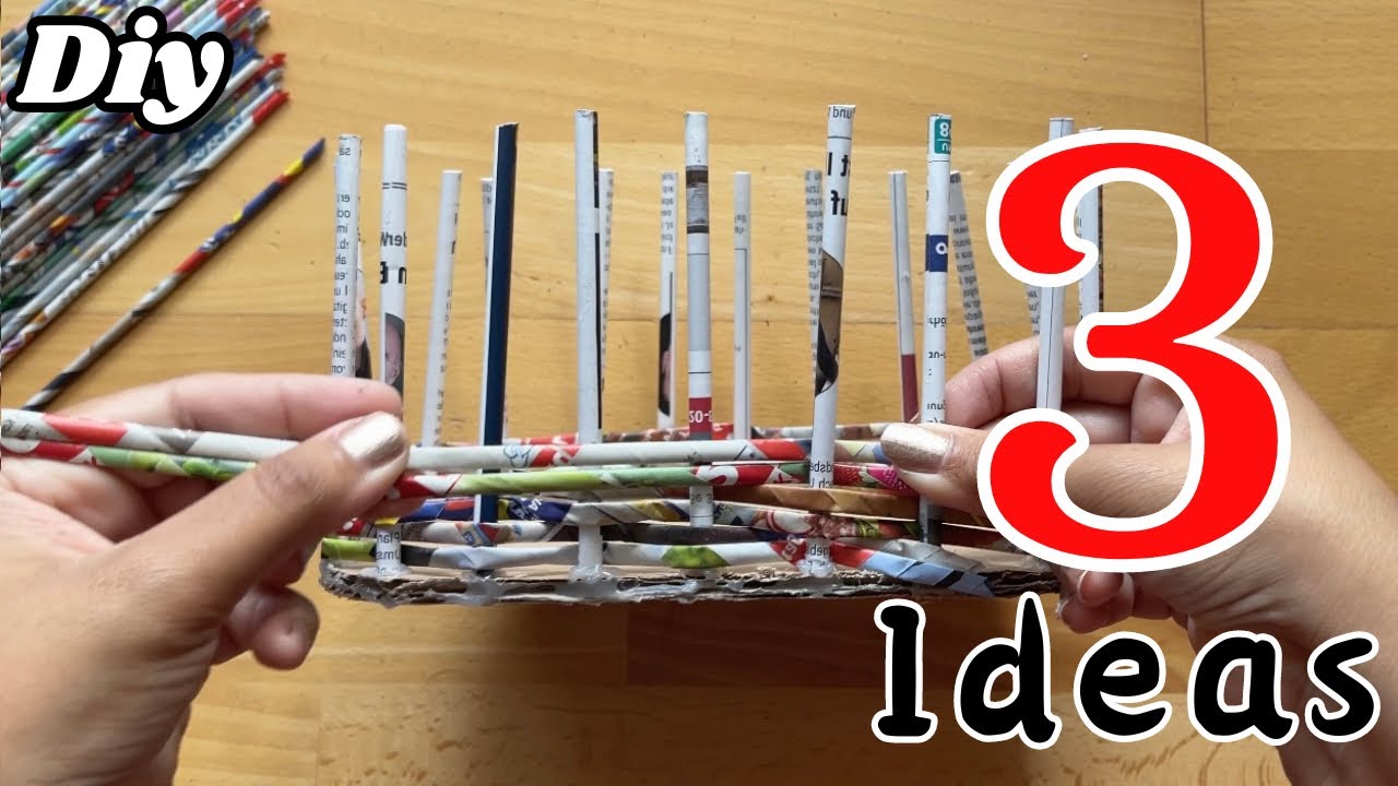 DIY Storage Basket Ideas using newspaper and cardboard || Turn old newspaper into useful craft
