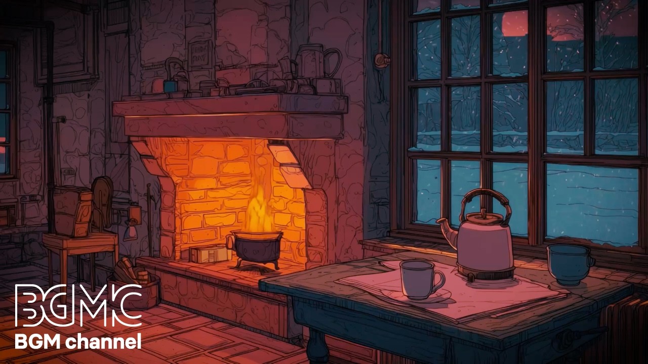 Study Time: 4K Cozy Fireplace Glow ☕️ Cafe Music Bossa Nova for Deep Focus & Study