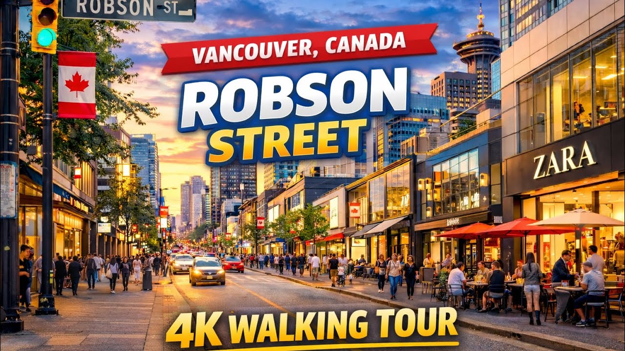 Downtown Vancouver (Robson st) 4K walk 