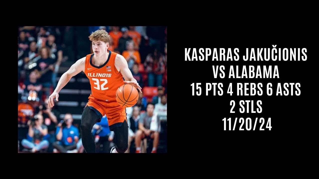 Kasparas Jakučionis vs Alabama (15 PTS 4 REBS 6 ASTS 2 STLS) 11/20/24