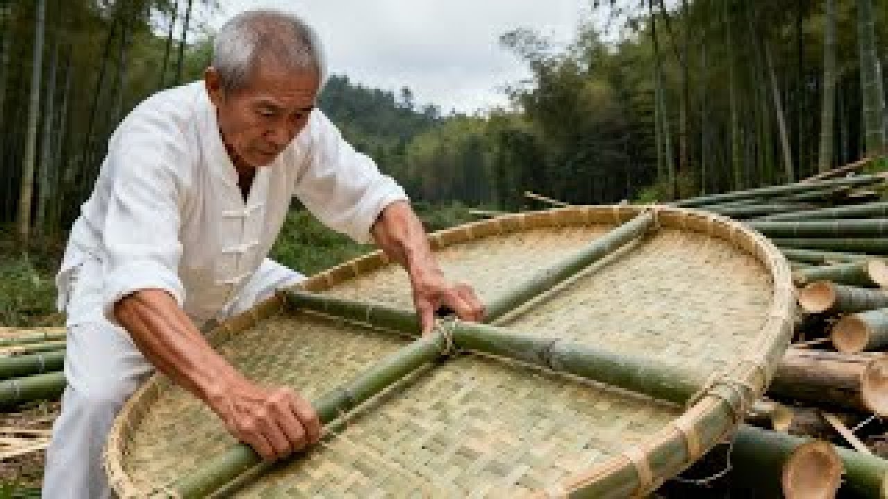 Traditional craftsmanship_ the whole process of making a dustpan#bamboo