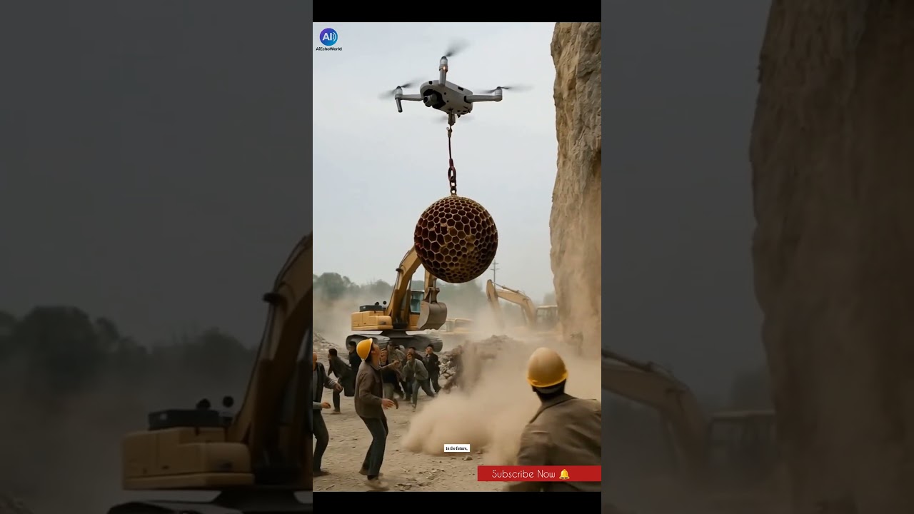 Drone Removes Wasp Hive‼️at Construction Site &ndash; Future Tech in Action 🚁 #drone #technology #shorts