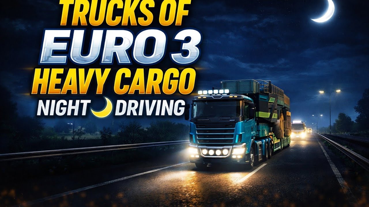 Trucks 🚚 of Euro 3#heavy cargo night 🌙 driving #please like and subscribe #mobile game play #android
