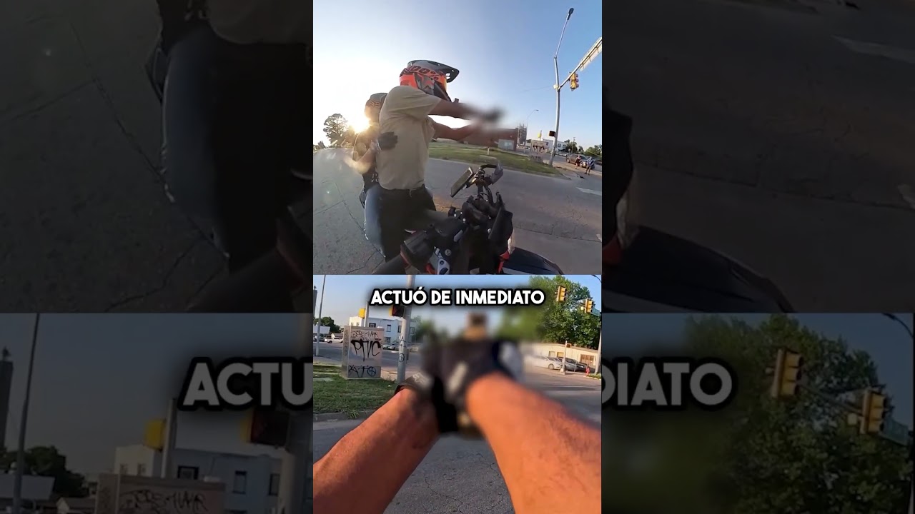 Motociclista defiende a una mujer y luego protege a su hija ❤️‍🩹 #shorts