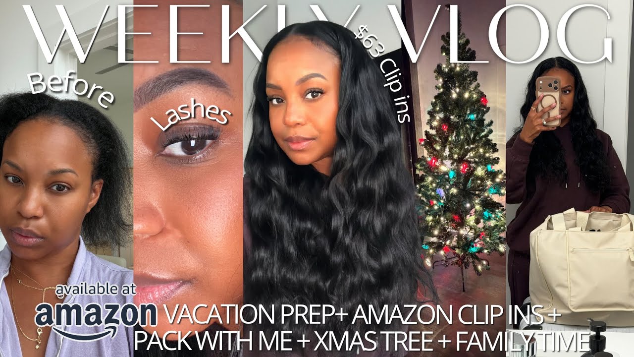 $63 AMAZON CLIP IN FINDS + AMAZON GLOW UP MUST HAVES! + PACK W/ ME + TRAVEL HAUL |  WEEKLY VLOG