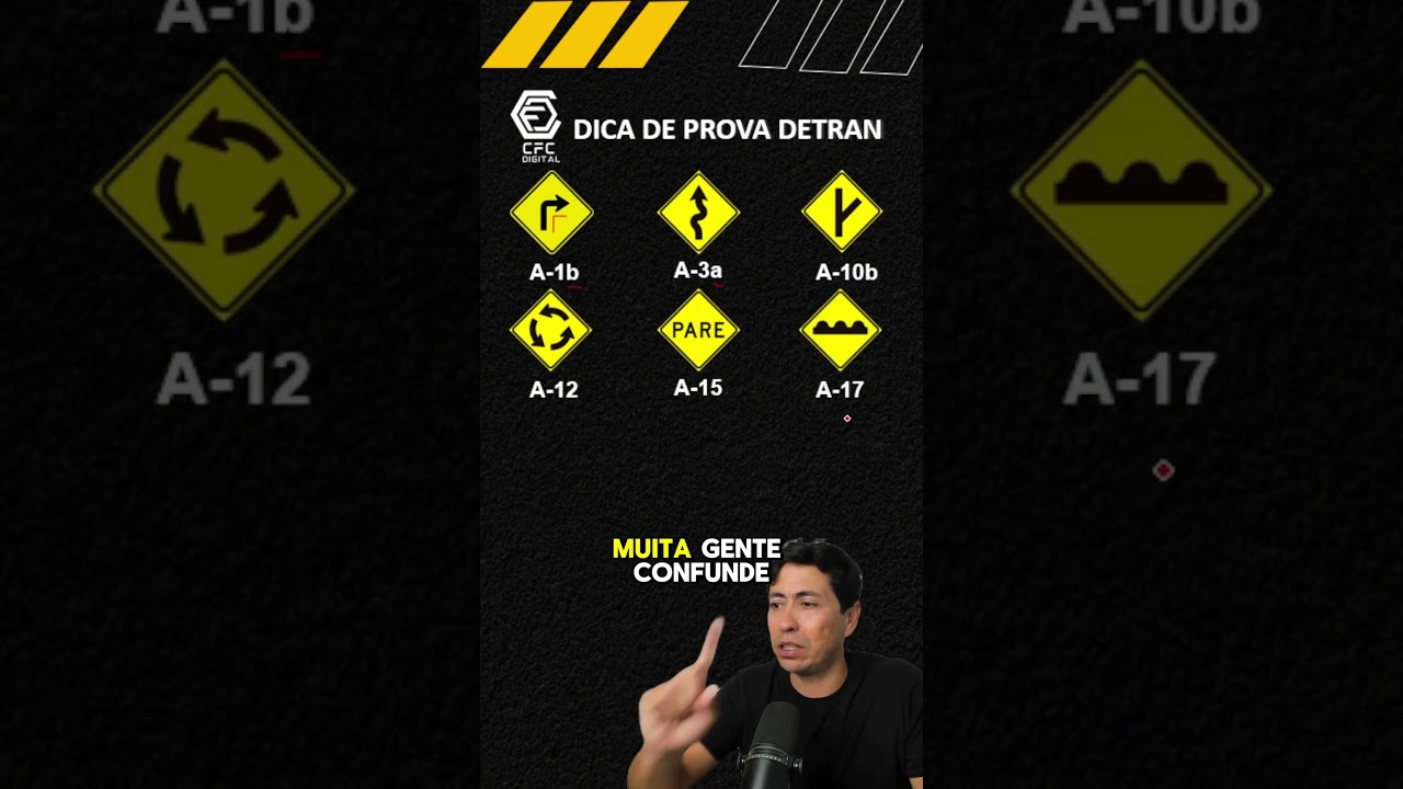As 10 placas de advert&ecirc;ncia mais cobradas na prova do DETRAN 2025 #autoescola