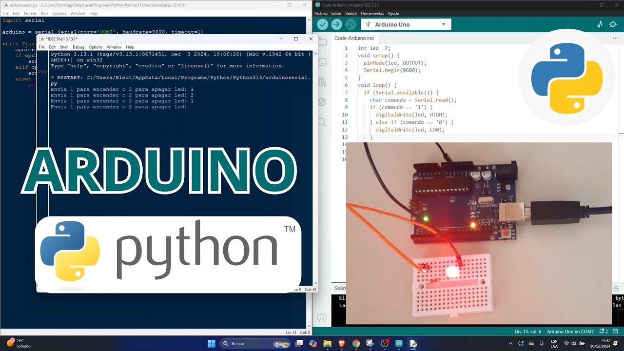 Arduino con Python: Como Encender y Apagar un LED desde Python utilizando Arduino