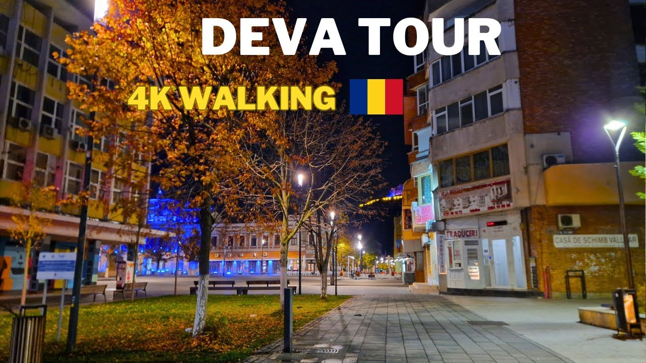 Walking Tour of Deva City center, Romania 4k