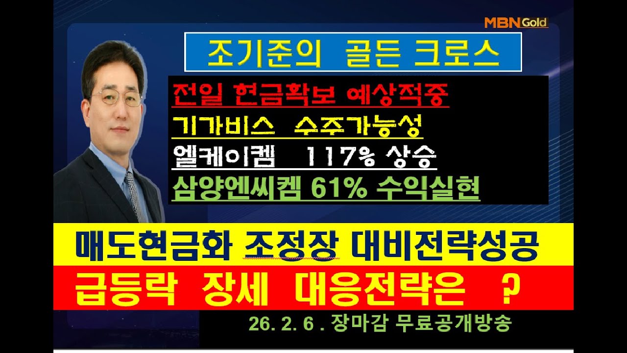 [조기준의 골든크로스]전일 현금확보 예상적중/ 기가비스  수주가능성/ 엘케이켐   117% 상승/삼양엔씨켐 61% 수익실현