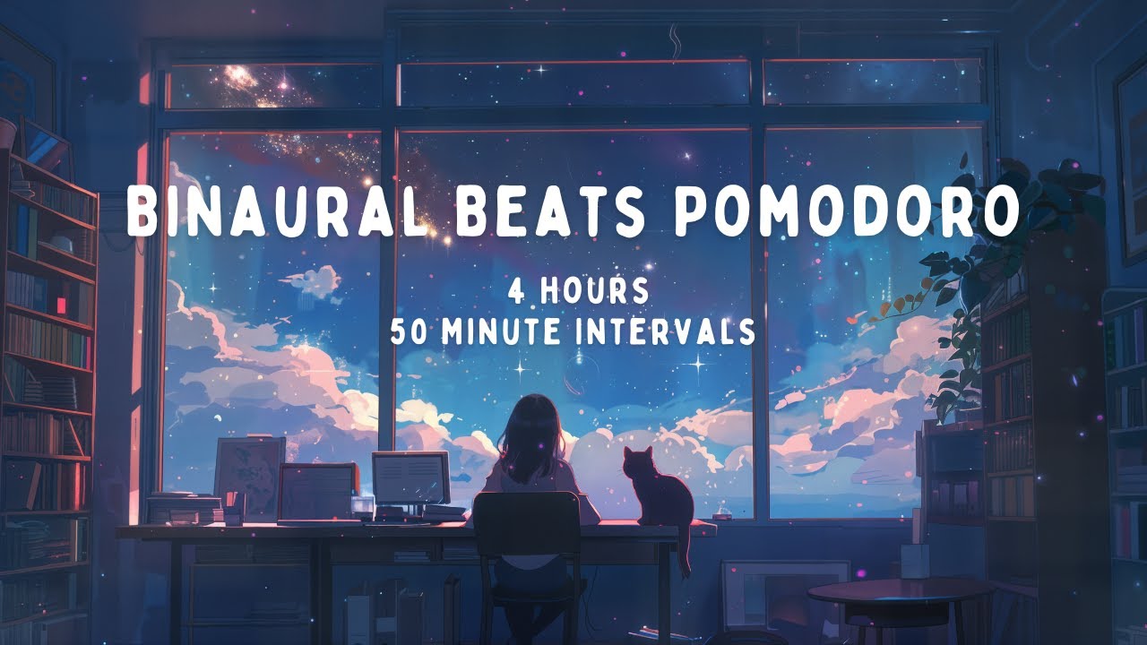 4 Hour Pomodoro | Binaural Beats for deep focus 🧠✨