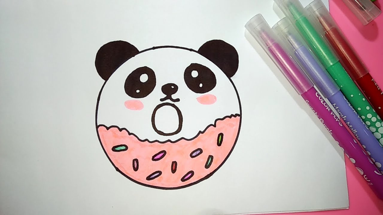 HOW TO DRAW A CUTE PANDA DONUT - EASY DRAWING STEP BY STEP