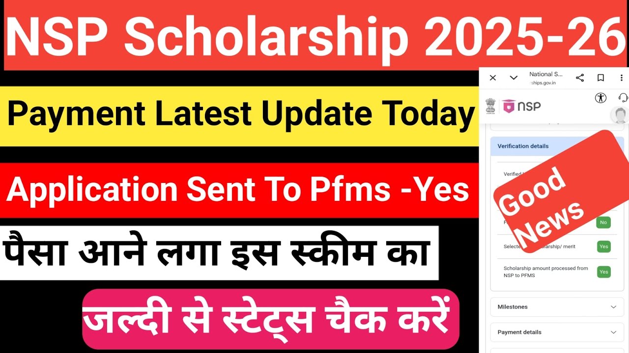 NSP Payment 2025-26 | NSP Sent to Pfms Yes | Sent to Pfms For Payment | Payment Received 2025-26 