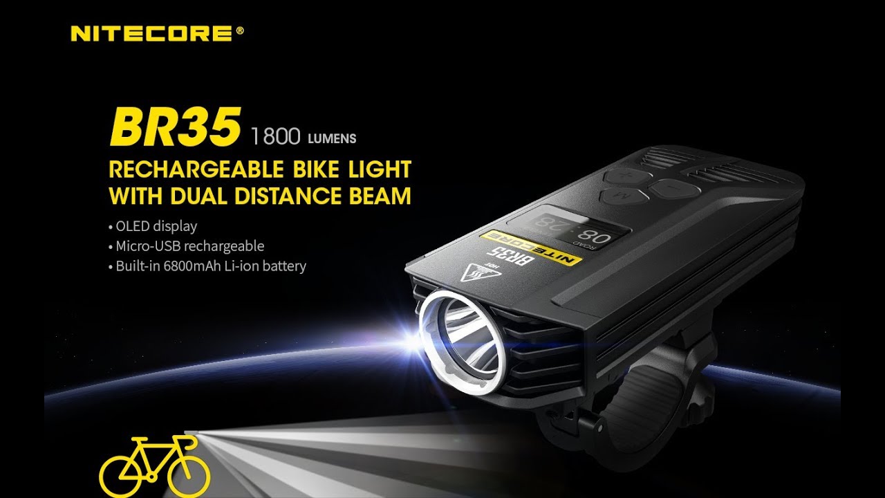 NITECORE BR35 1800 Lumens Rechargeable Bike Light with Dual Distance Beam